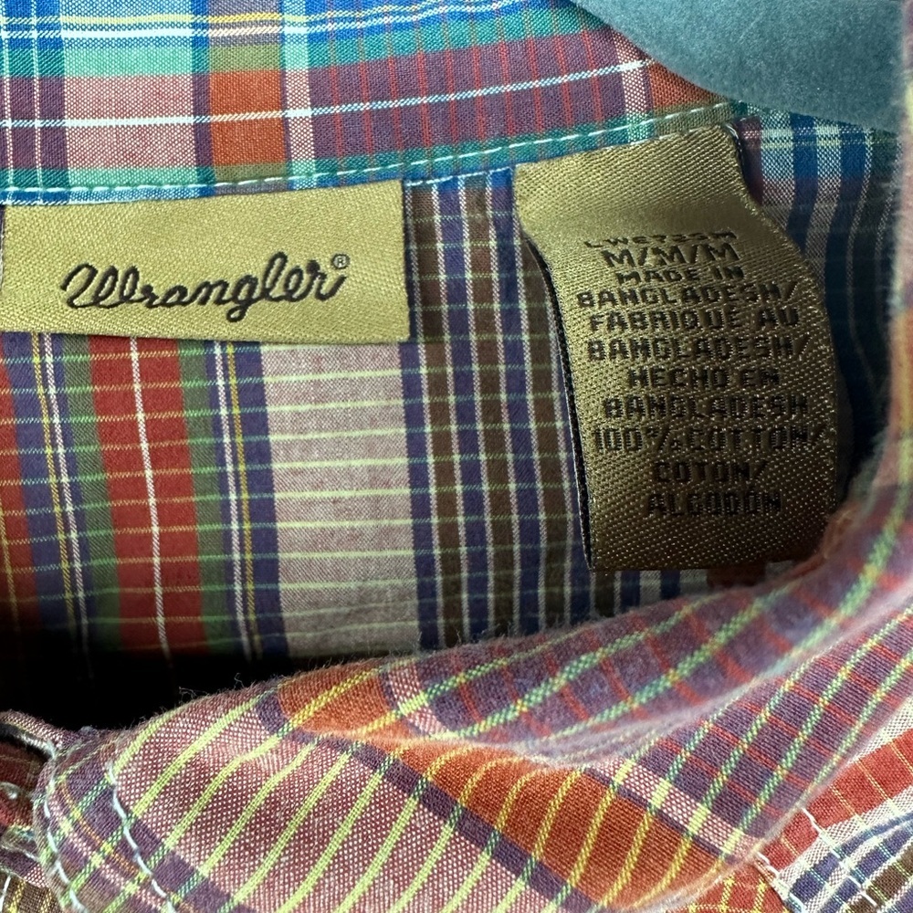 Wrangler Western Plaid Shirt Double Pockets Pearl Snap Closure Womens Size M - Picture 3 of 7